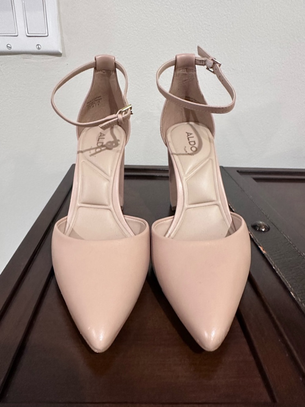 Aldo Blush Pointed-Toe Ankle-Strap Heels
